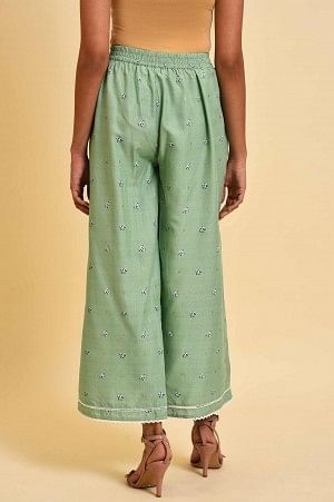 Light Green Floral Printed Plus Size Parallel Pants