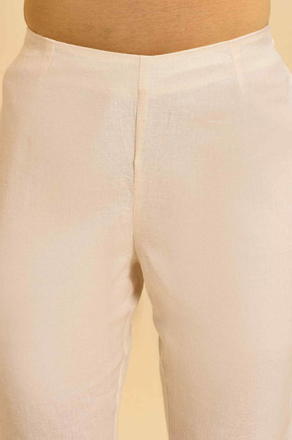 Ecru Lace Cotton Flax Slim Pants - wforwoman