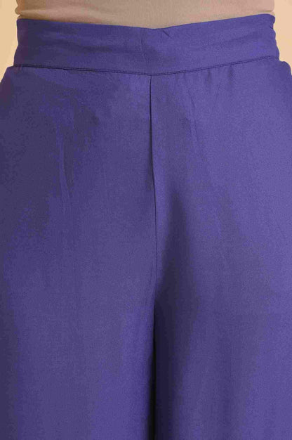 Purple Rayon Embroidered Parallel Pants - wforwoman