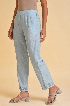 Blue Plus Size Slim Pants - wforwoman