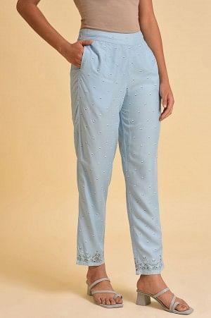 Blue Plus Size Slim Pants - wforwoman