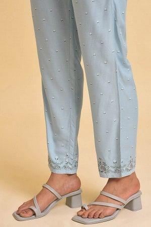 Blue Plus Size Slim Pants - wforwoman