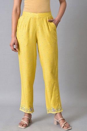 Yellow Plus Size Slim Pants - wforwoman