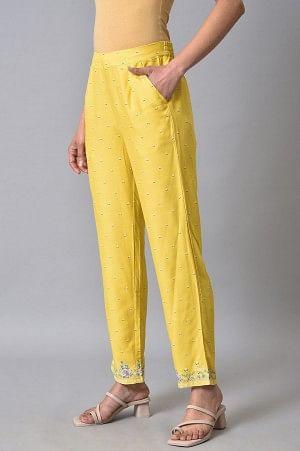 Yellow Plus Size Slim Pants - wforwoman