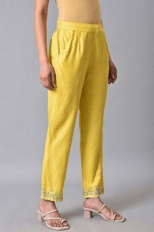 Yellow Plus Size Slim Pants - wforwoman