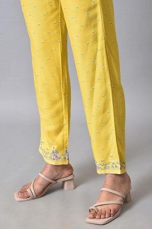 Yellow Plus Size Slim Pants - wforwoman