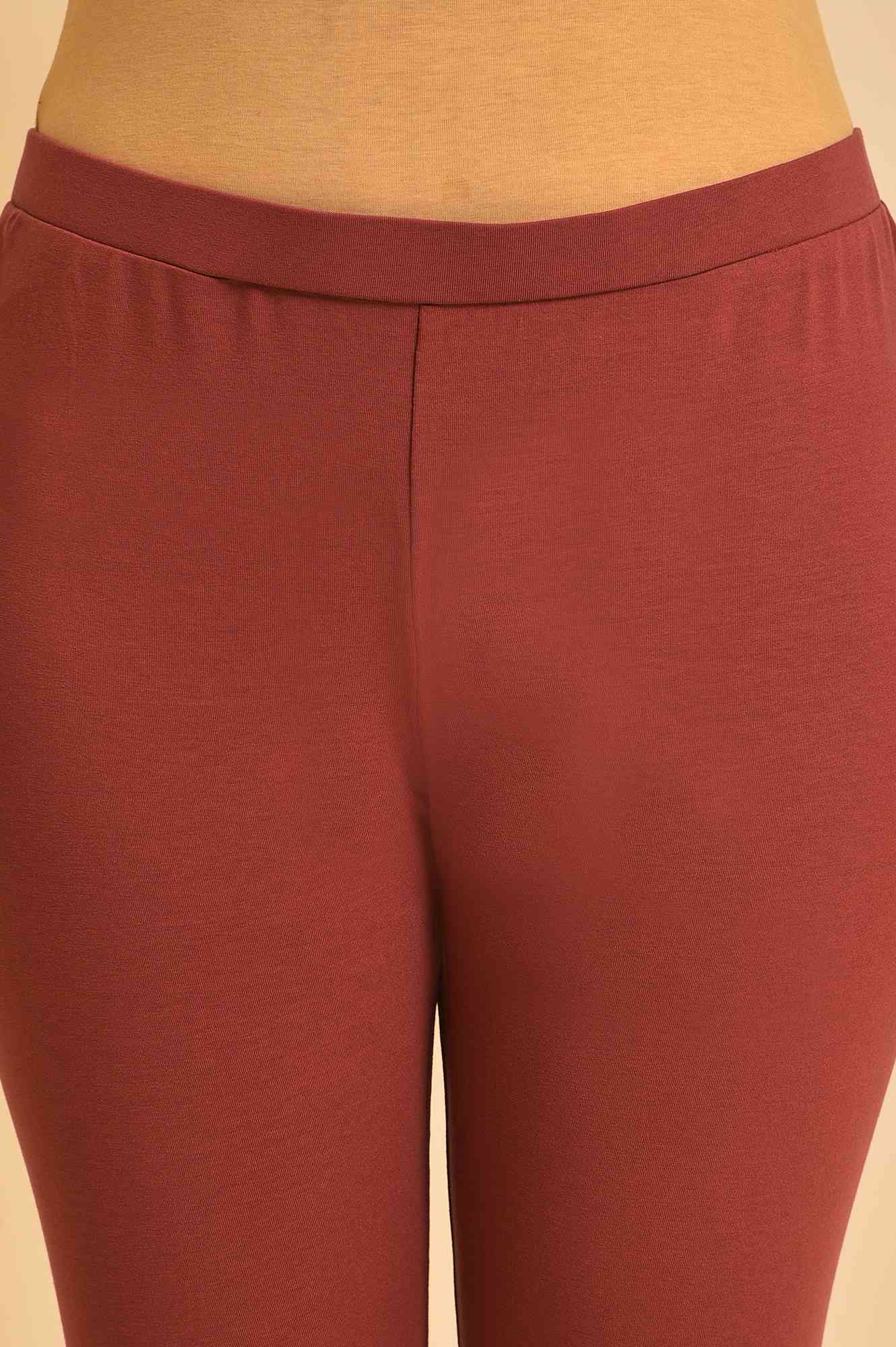 Red Solid Viscose Lycra Tights