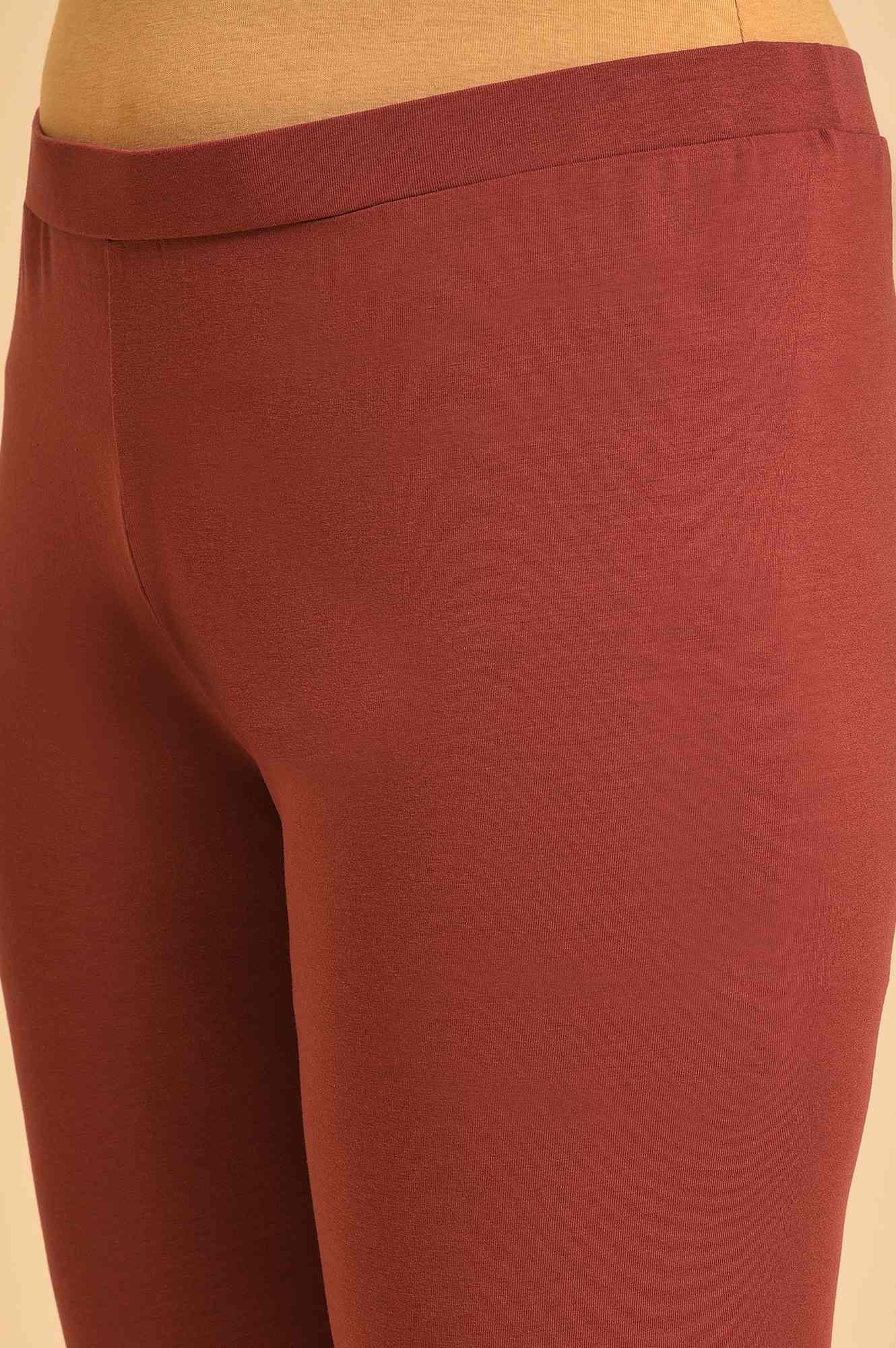 Red Solid Viscose Lycra Tights