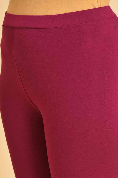 Purple Solid Viscose Lycra Tights