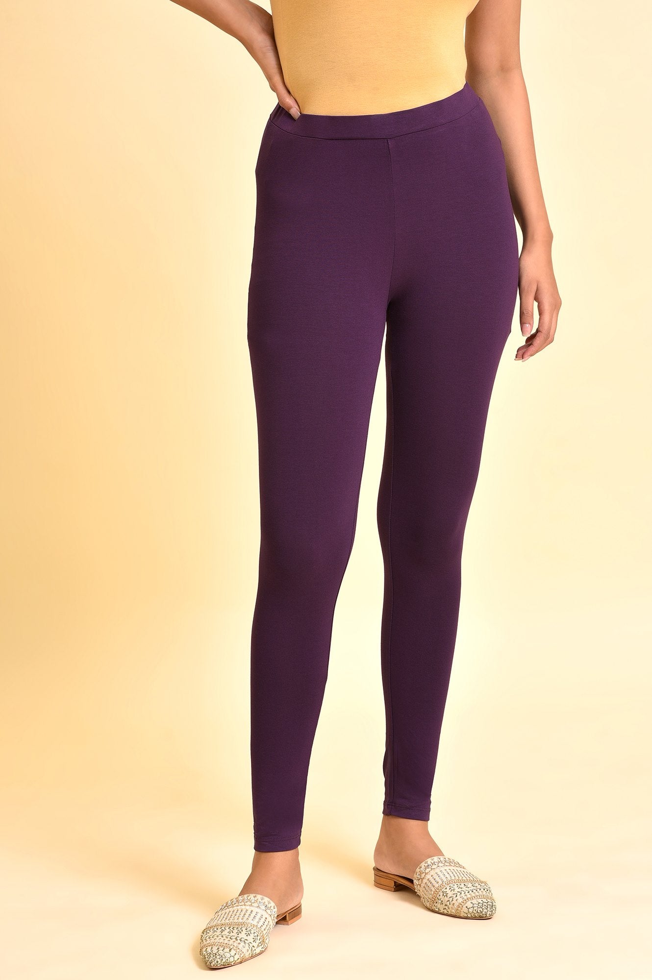 Dark Purple Solid Tights