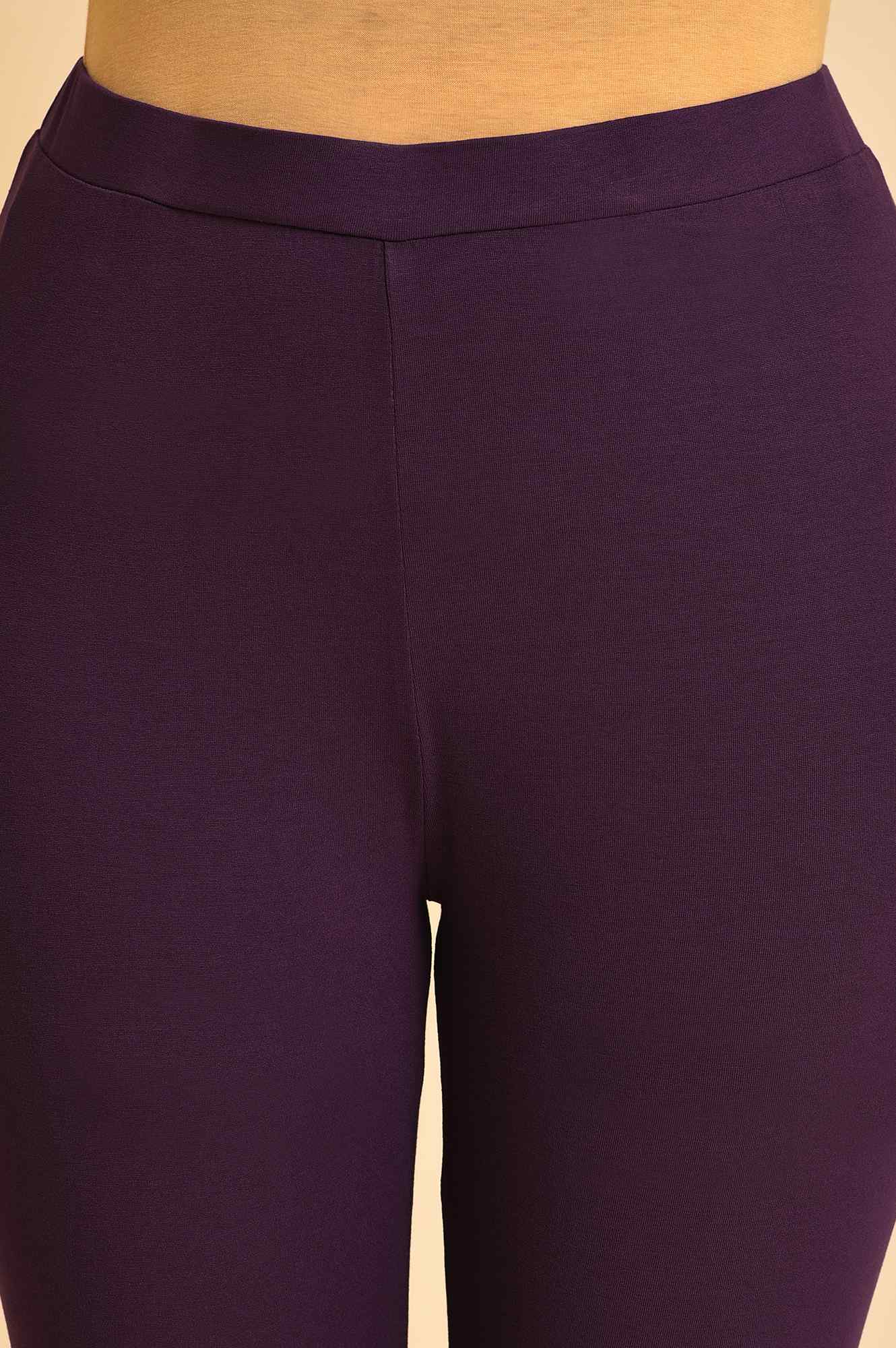 Dark Purple Solid Tights