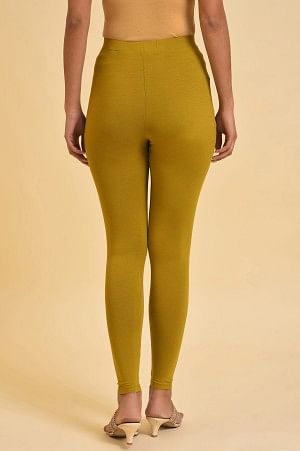 Green Solid Viscose Lycra Tights