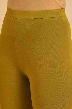 Green Solid Viscose Lycra Tights