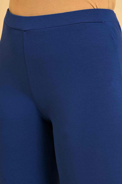 Blue Solid Viscose Lycra Tights