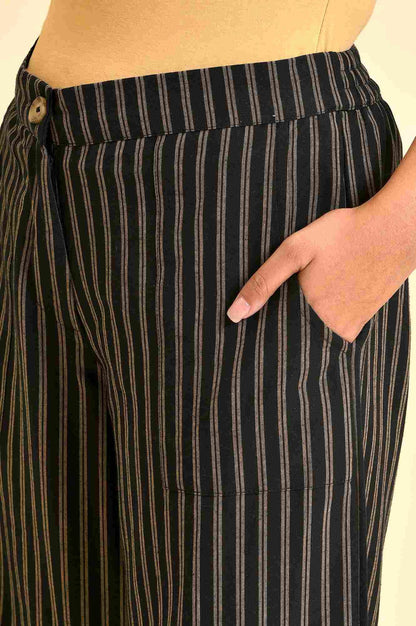 Black Striper Parallel Pants - wforwoman