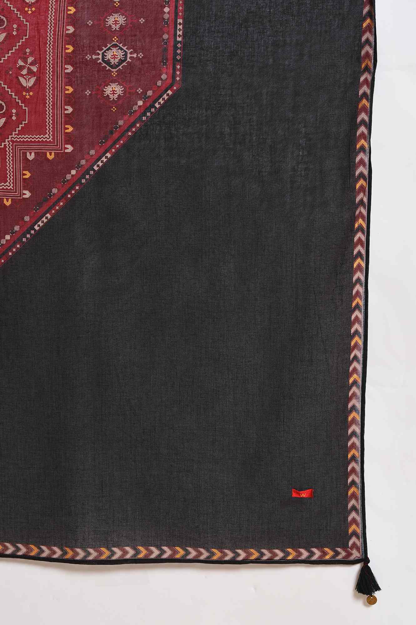 Red And Black Printed Dupatta