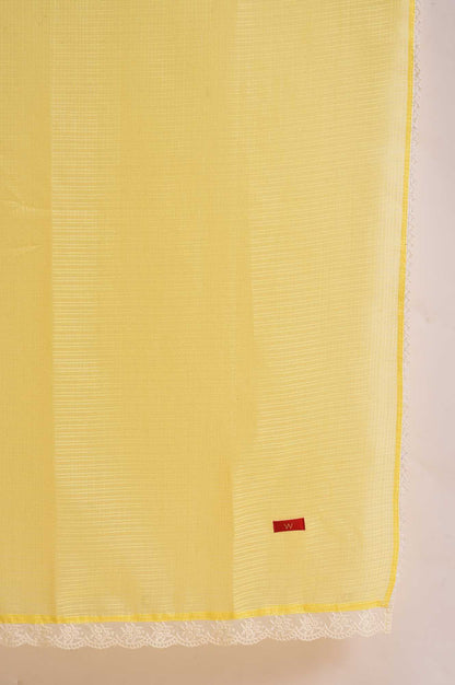 Light Yellow Kota Dupatta With Lace