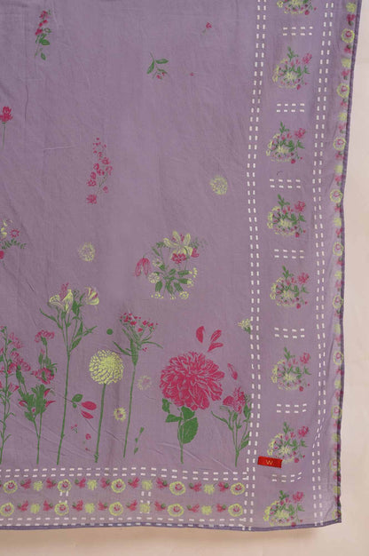 Purple Voile Dupatta With Floral Print