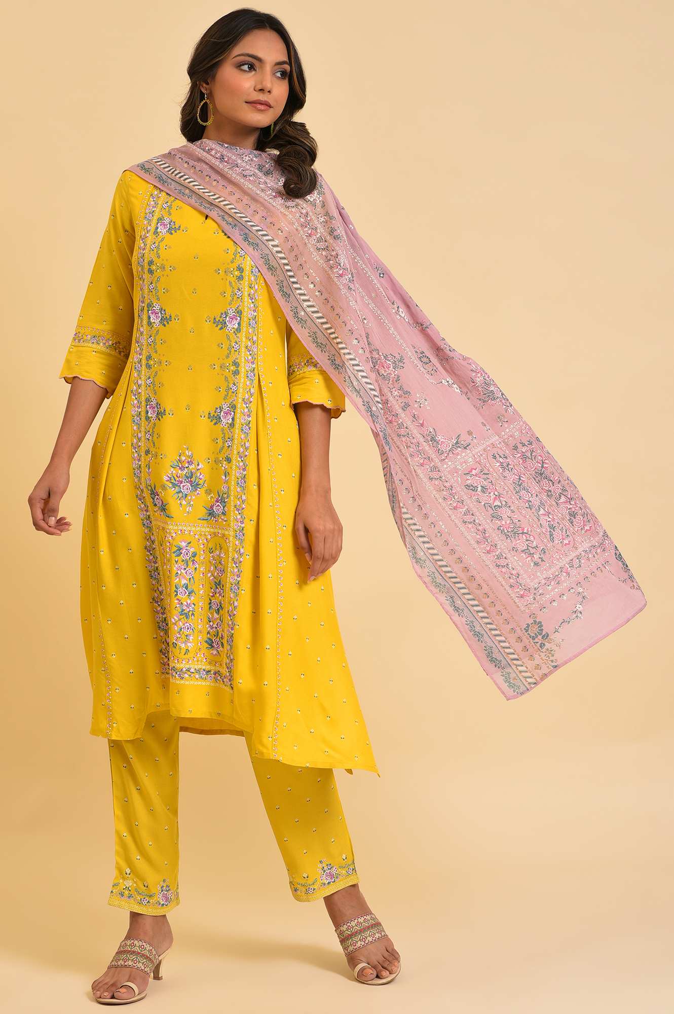 Light Purple Glitter Printed Festive Dupatta