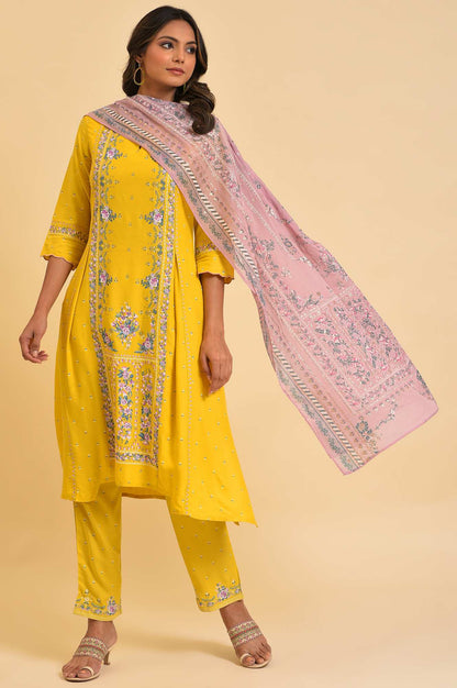 Light Purple Glitter Printed Festive Dupatta