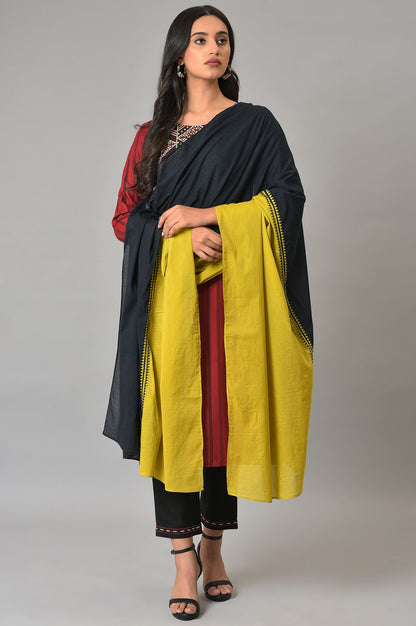 Green And Black Colour Block Dupatta