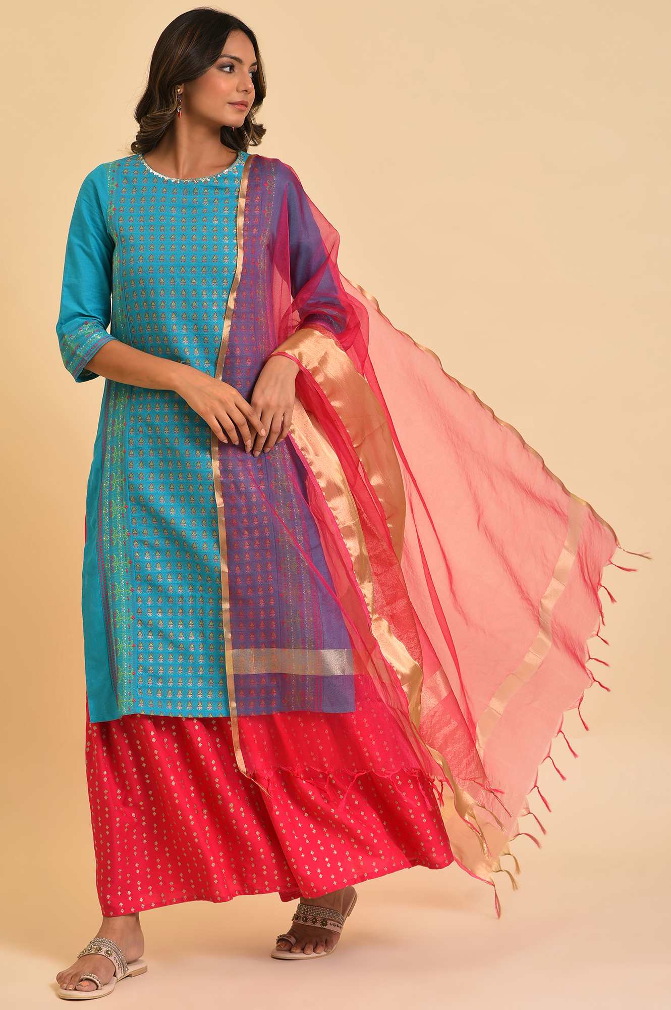 Pink Organza Festive Dupatta