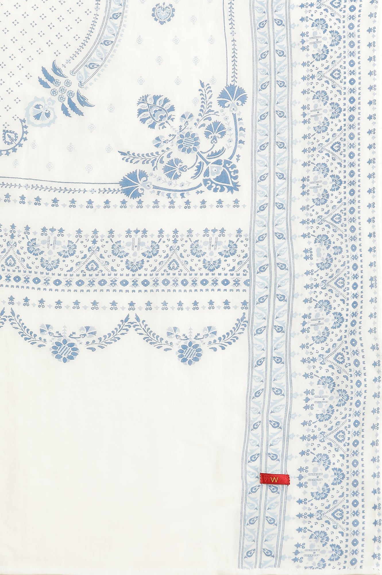 White Voile Dupatta In Blue Floral Print