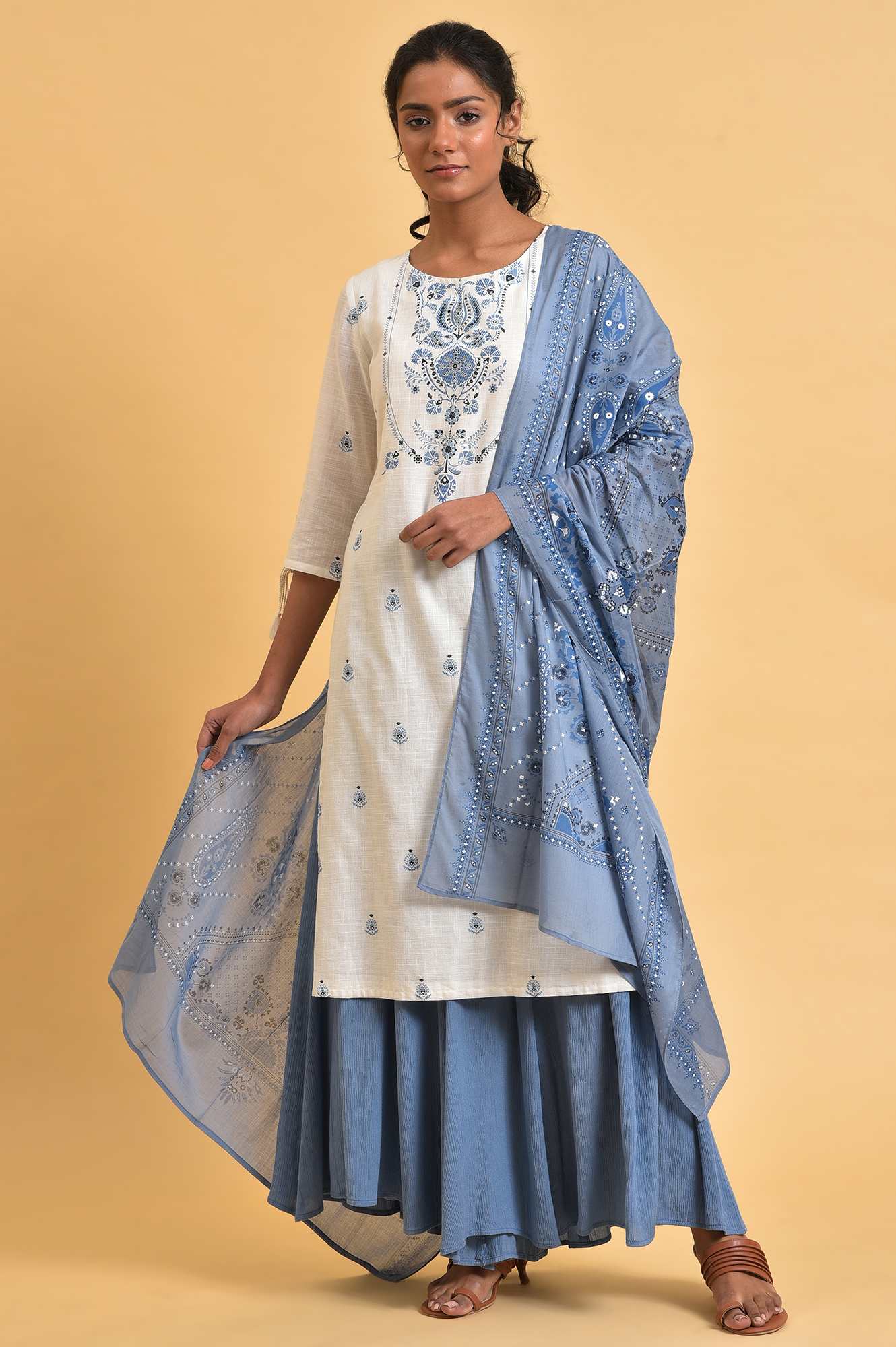 Blue Printed Dupatta