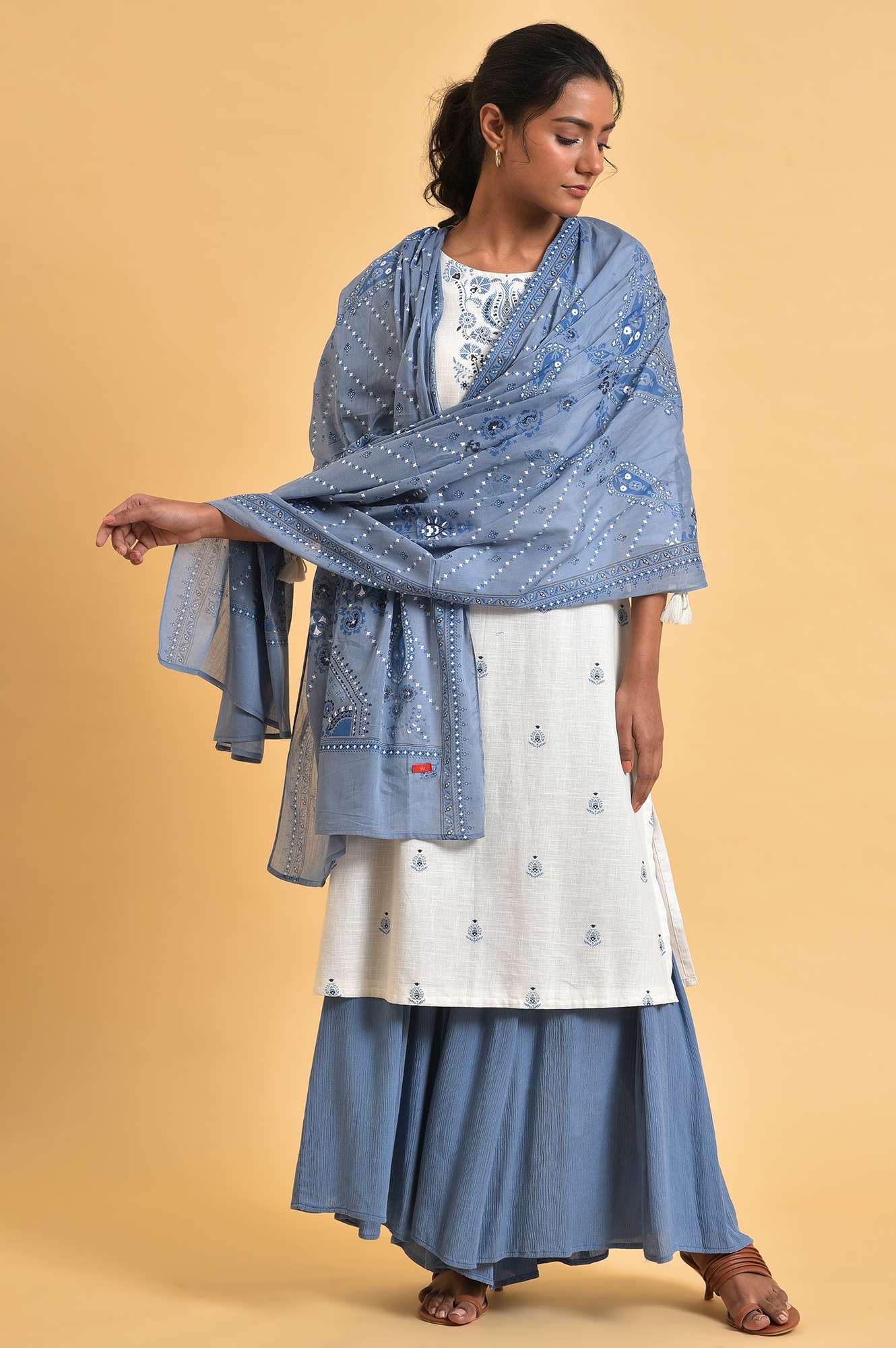 Blue Printed Dupatta