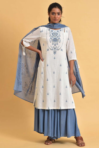 Blue Printed Dupatta