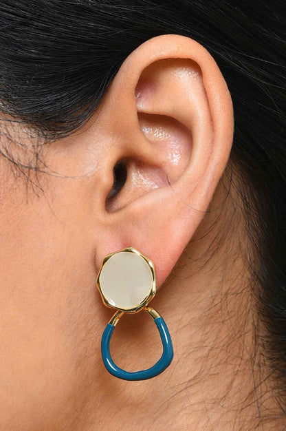 Beige and Blue Epic Drop Earrings