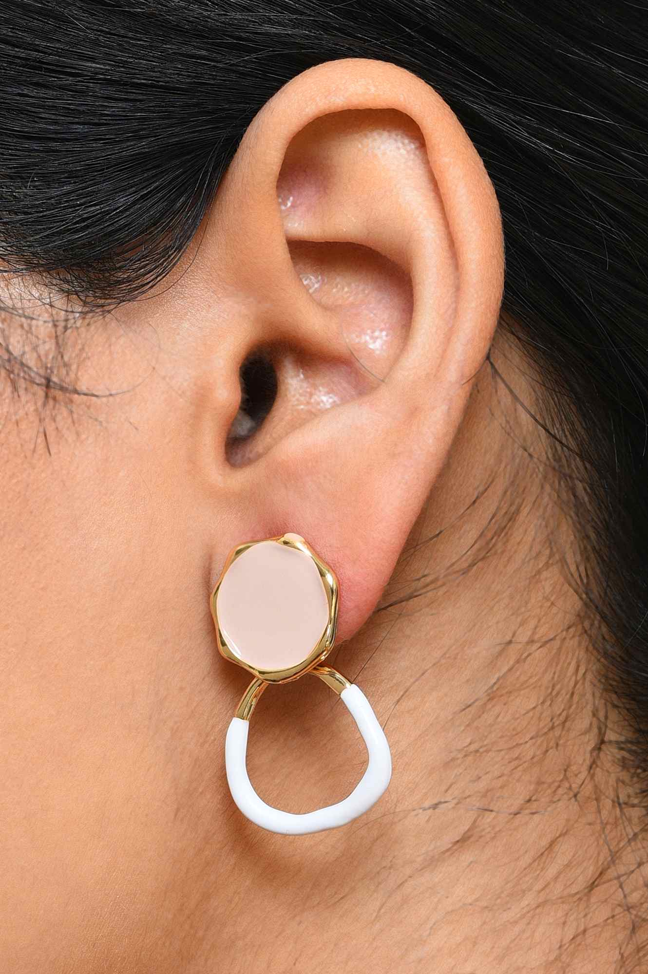 Pink and White Epic Drop Earrings