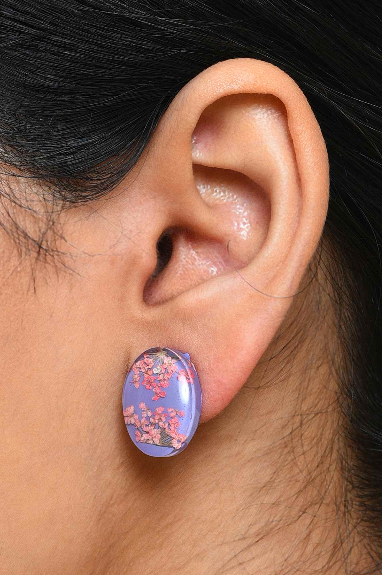 Purple Dried Flower Summer Stud Earrings