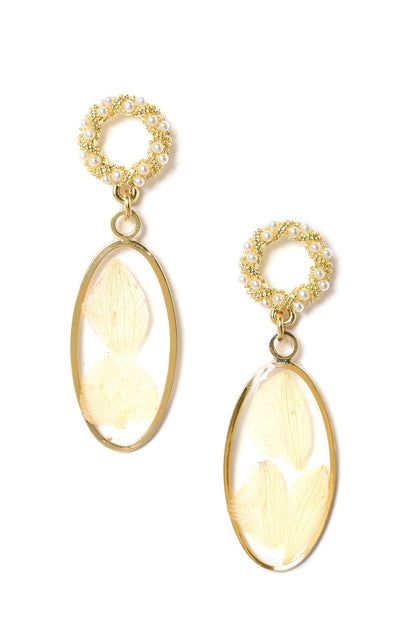 Beige Dried Floral Drop Earrings