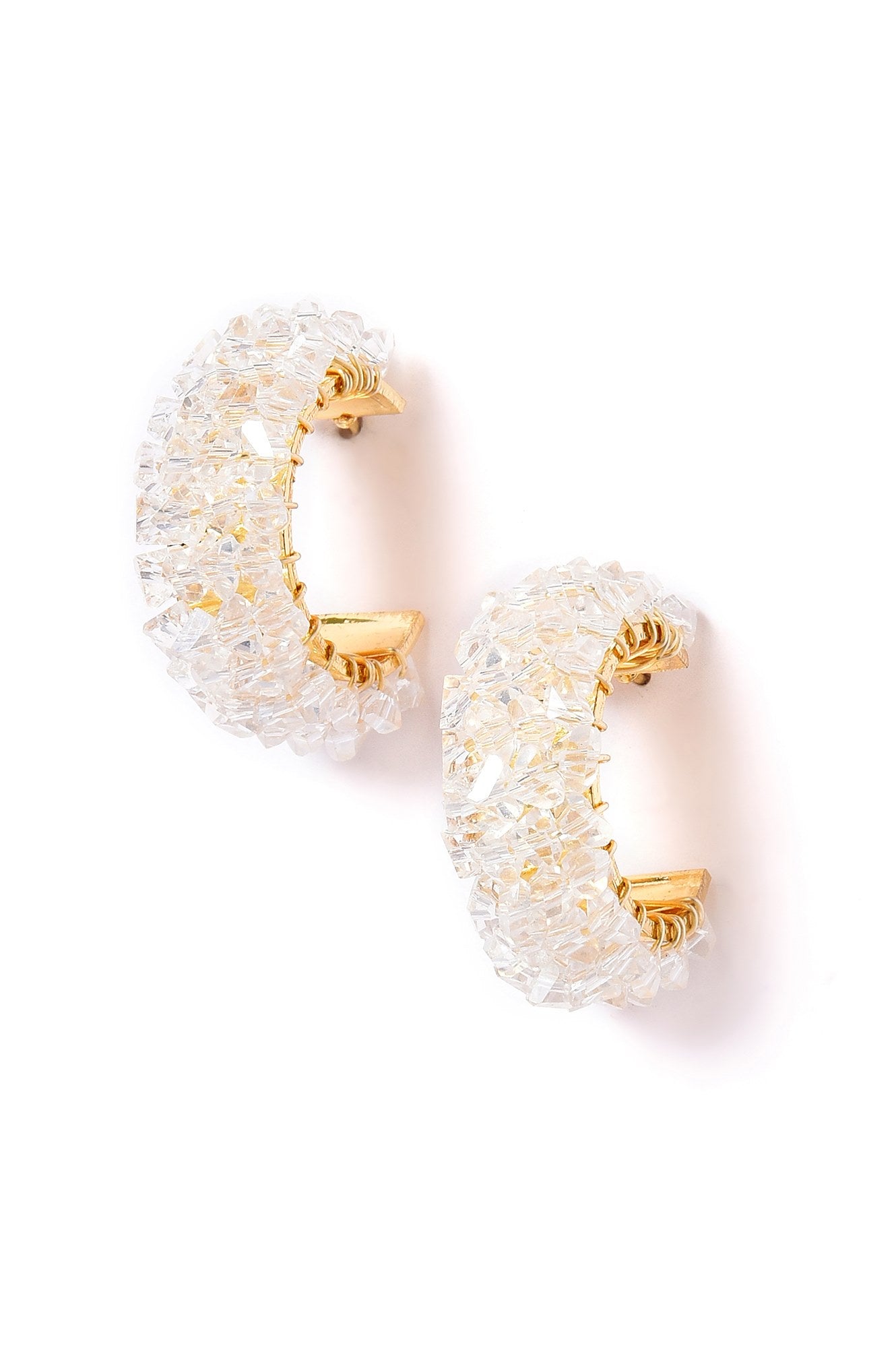 White Handcrafted Party Hoop Earrings