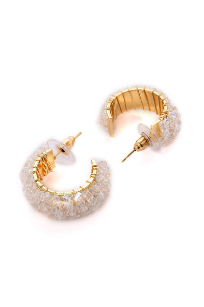 White Handcrafted Party Hoop Earrings