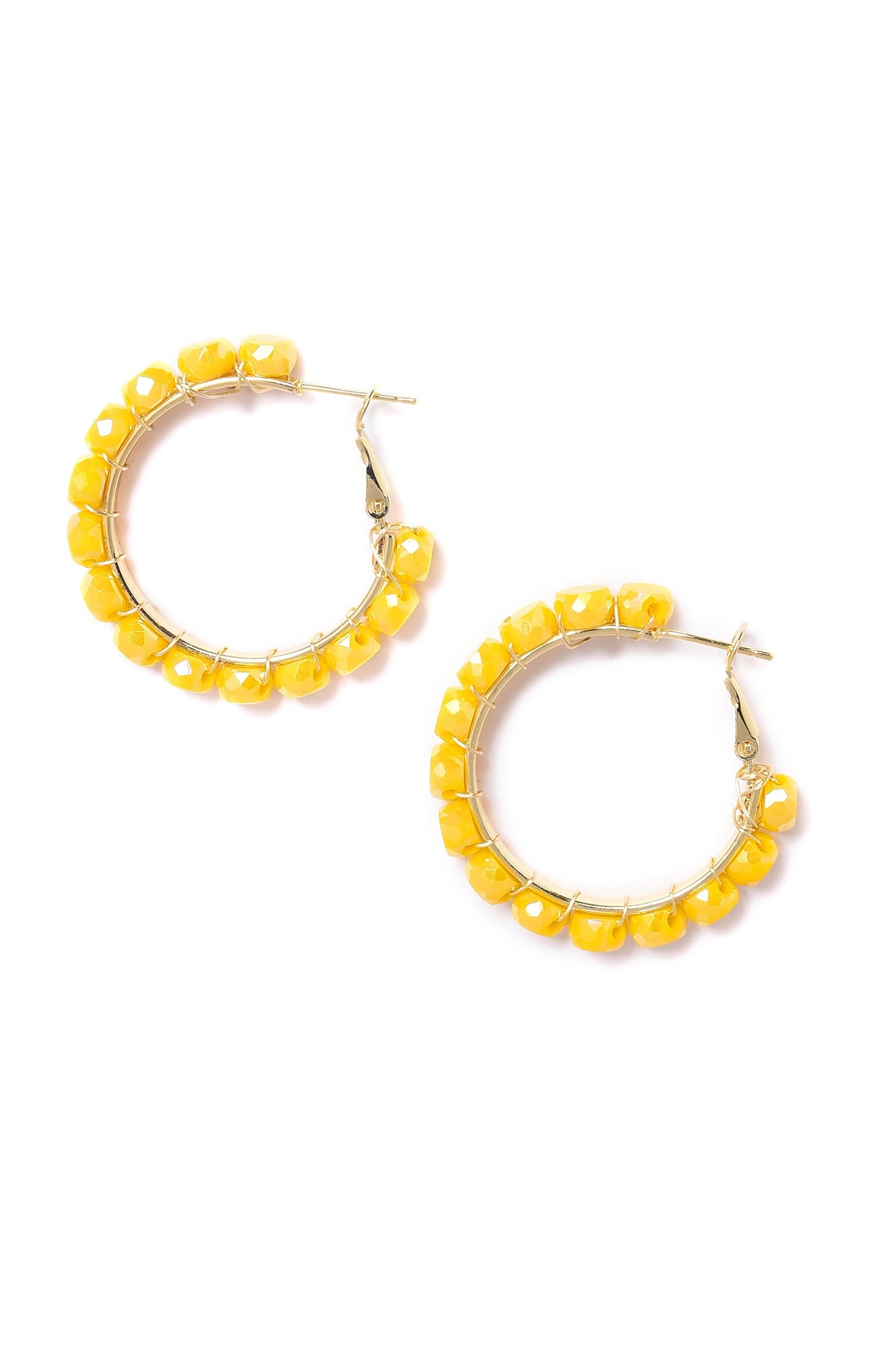 Yellow Handcrafted Party Hoop Earrings