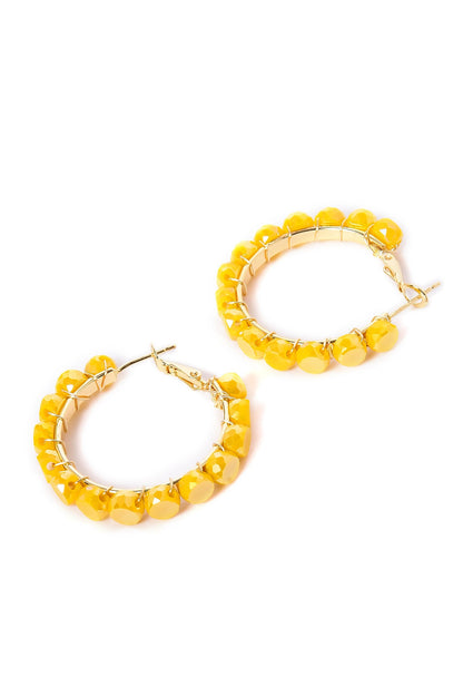 Yellow Handcrafted Party Hoop Earrings