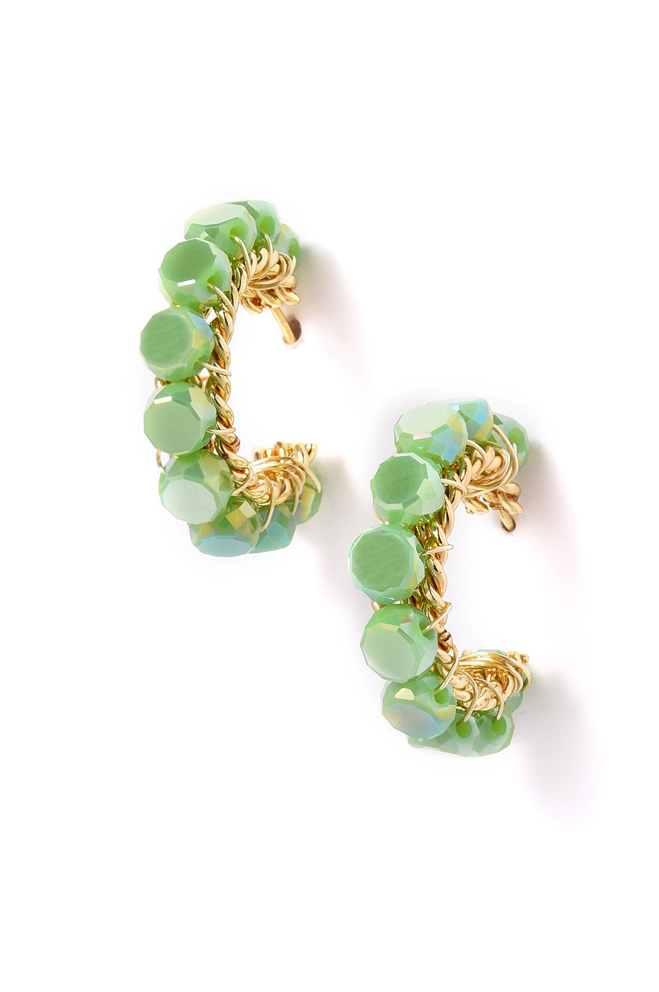 Green Handcrafted Party Hoop Earrings