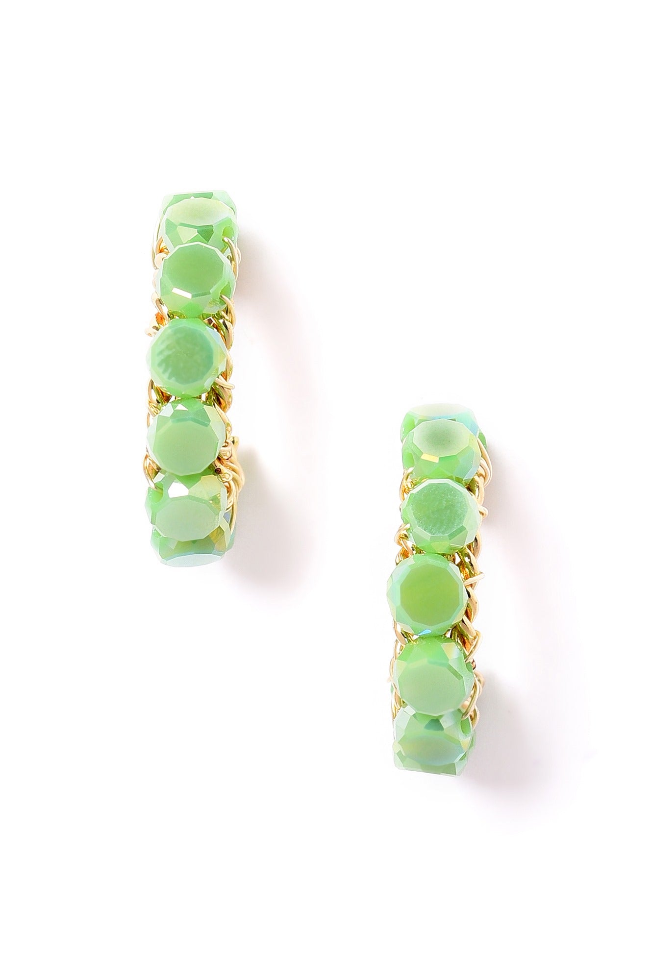 Green Handcrafted Party Hoop Earrings