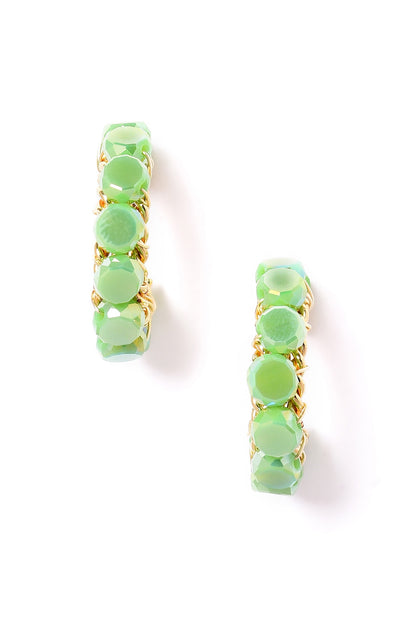 Green Handcrafted Party Hoop Earrings