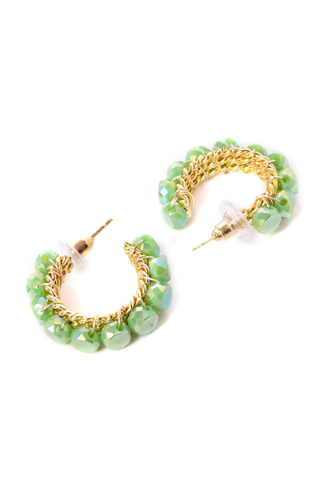 Green Handcrafted Party Hoop Earrings