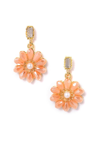 Peach Glossy Beads Fashion Drop Earrings