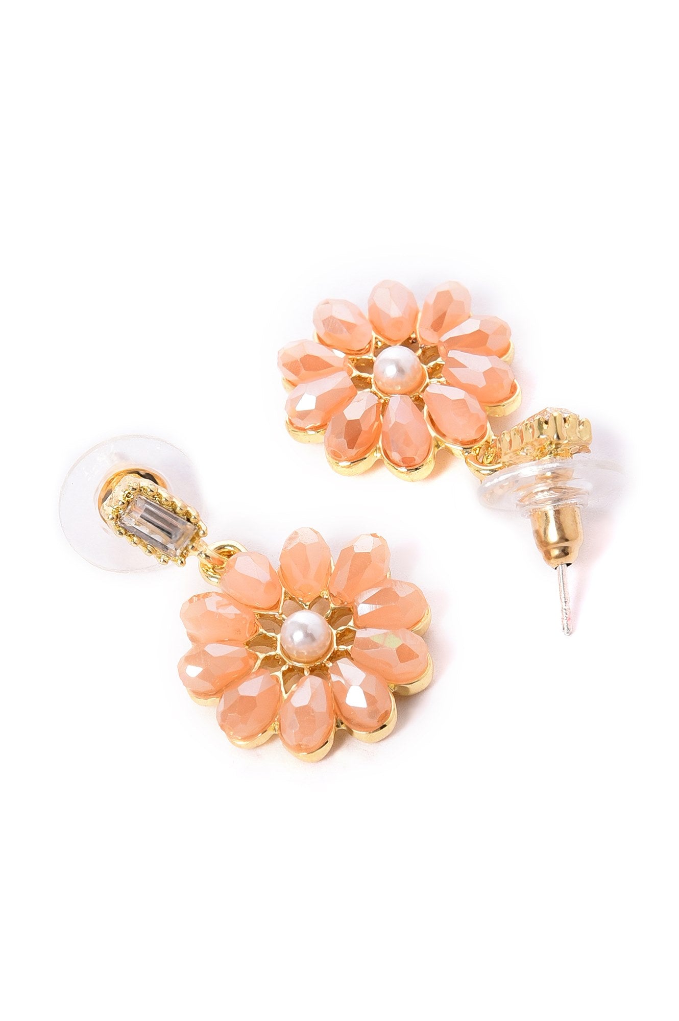 Peach Glossy Beads Fashion Drop Earrings