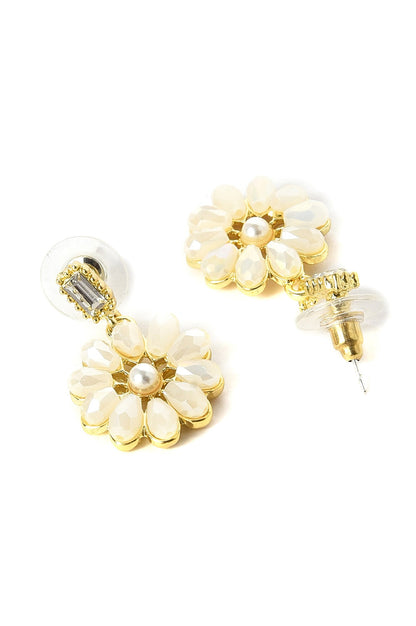 White Glossy Beads Fashion Drop Earrings