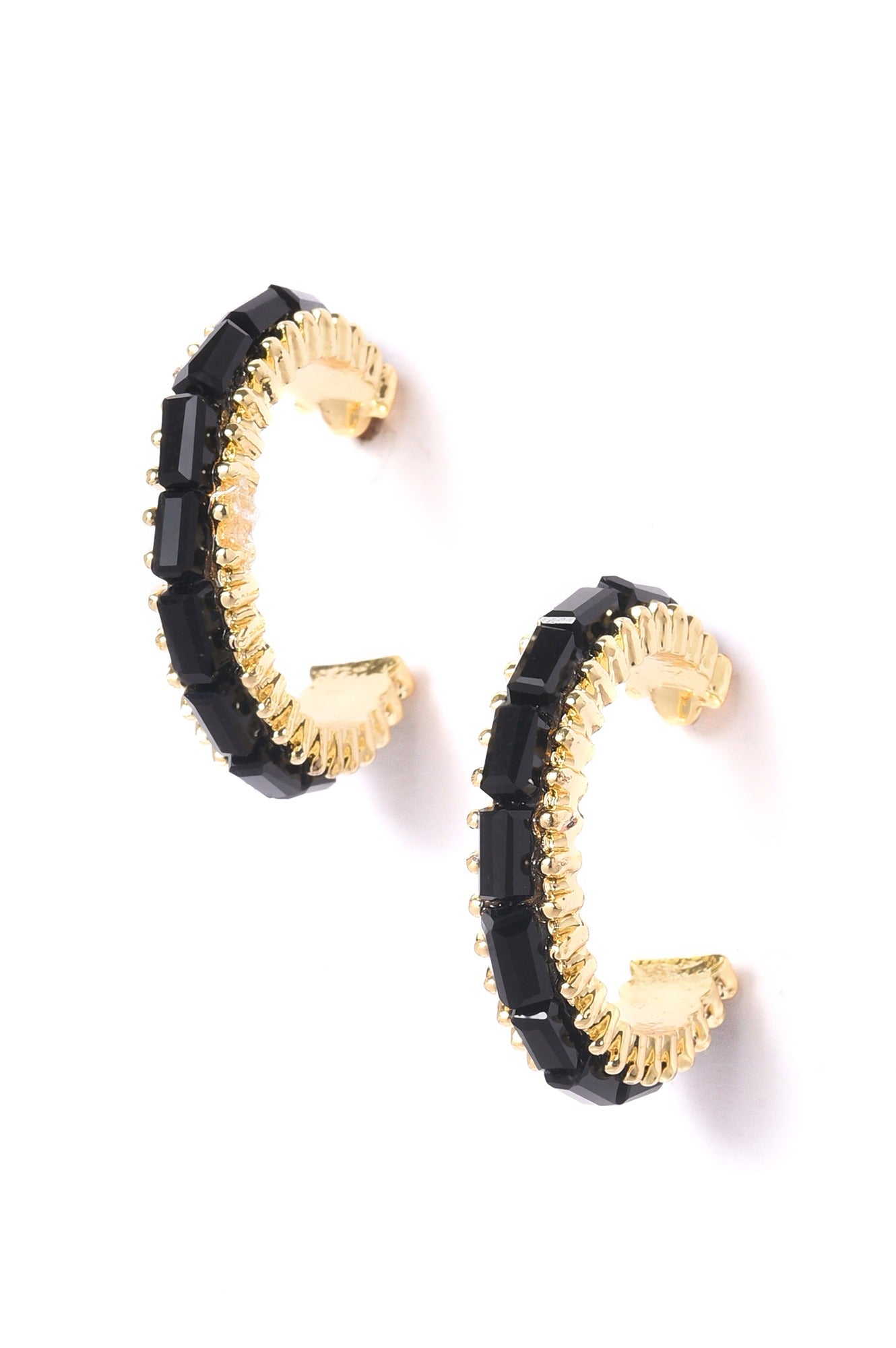 Black Handcrafted Party Hoop Earrings