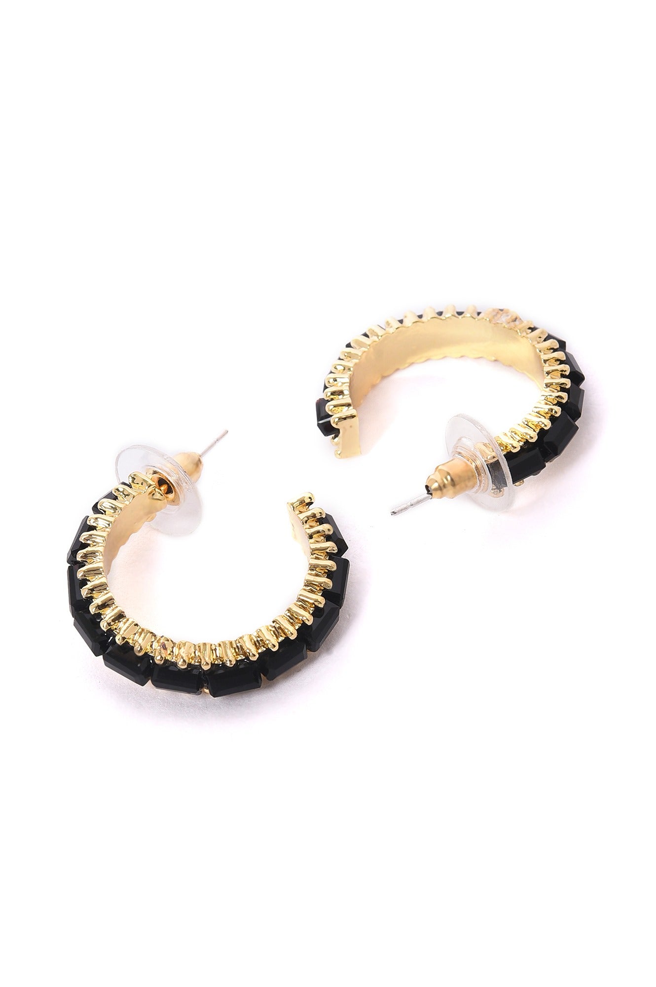 Black Handcrafted Party Hoop Earrings