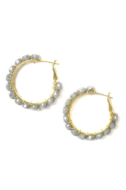 Grey Handcrafted Party Hoop Earrings