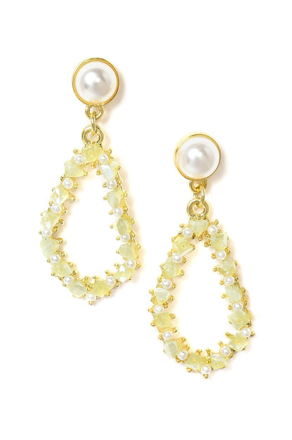 Light Green Beaded Summer Drop Earrings