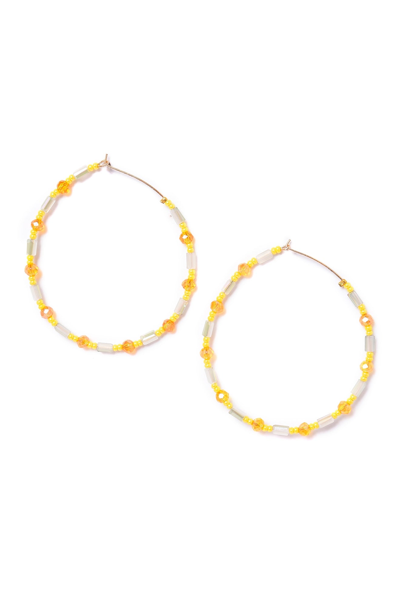 Yellow Handcrafted Casual Hoop Earrings